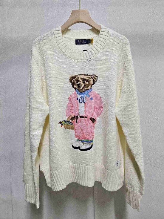 Polo Ralph Lauren Sweaters - Ralph Lauren Polo‑Bear Off‑White Crewneck Cotton Sweater Unisex